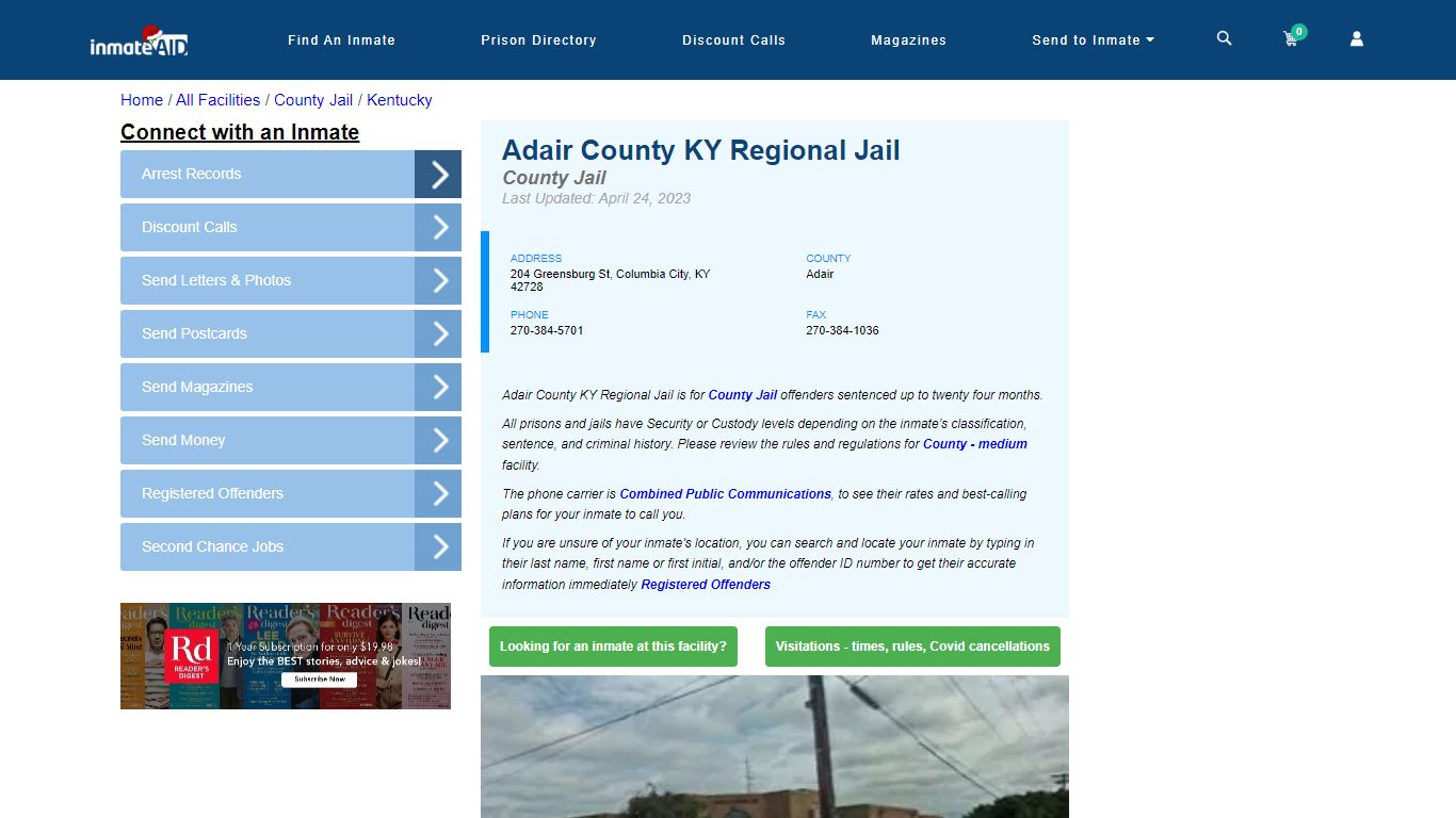 Adair County KY Regional Jail - Inmate Locator - Columbia City, KY